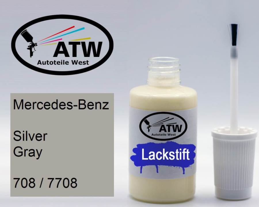 Mercedes-Benz, Silver Gray, 708 / 7708: 20ml Lackstift, von ATW Autoteile West.